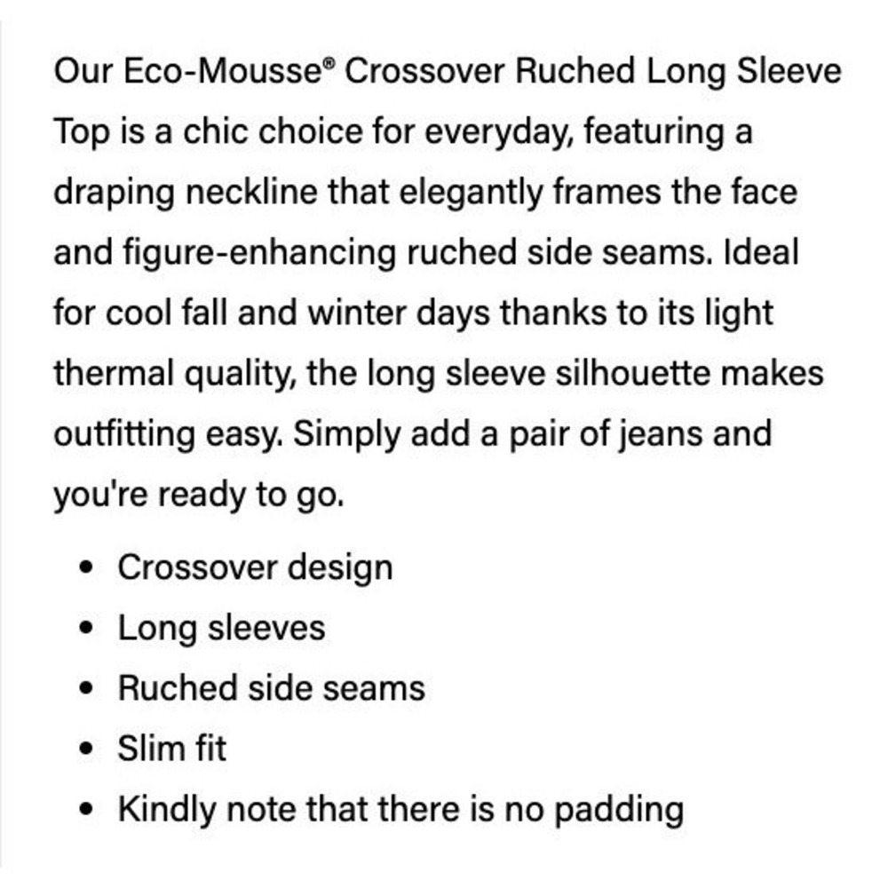 NEW OGL Eco-Mousse Thermal Wrap Top Beige Long Sleeve Ruched Size 2XL Minimalist - Picture 8 of 9